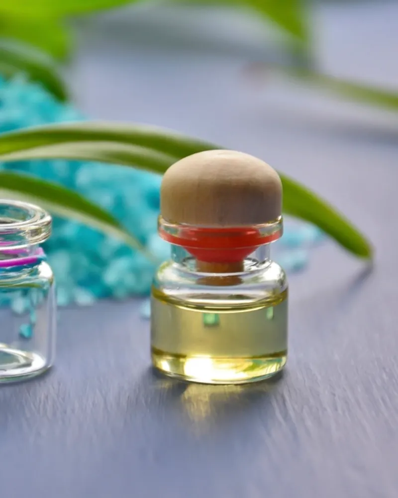 Small-batch botanical oils in glass bottles